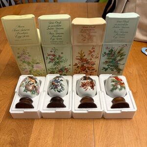 Avon Porcelain Egg Collection with Wooden Stands